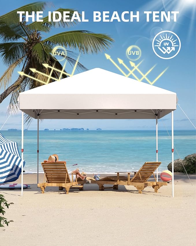 10x10 Pop Up Canopy Tent Outdoor Canopy with No Removable Sidewall One-Person Set Up Heavy Duty Commercial Instant Tent Shelter-White