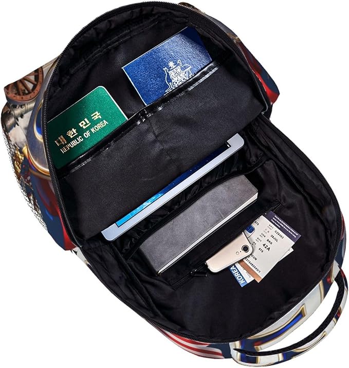 Polyester Daypack for Camping Travel Walking Cycling, Big Capacity Anti-Theft Multipurpose Bookbag, USA 250th Anniversary America Patriotic Art Camping Outdoor Backpack