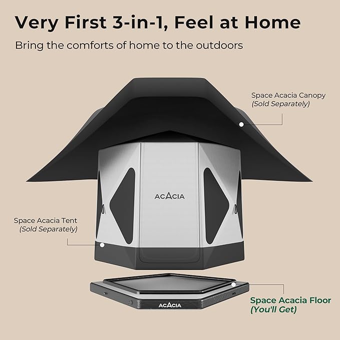 ACACIA Air Floor 2-3 Person for Space Camping System, 4-Layer, 6-Inch-Thick Inflatable Floor for Floating Tent, Waterproof Moistureproof Camping Base with Removable Carpet, Repair Patch, Carry Bag