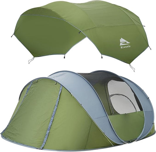 4 Person Easy Pop Up Tent, Waterproof, Automatic Setup,2 Doors-Instant Family Tents for Camping, Hiking & Traveling
