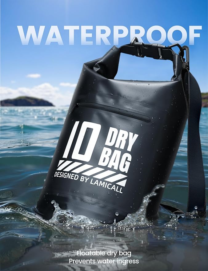 Lamicall Dry Bag Waterproof Backpack - [Durable & Floating] 5L/10L/20L/30L/40L Large Water Proof Bag with Waterproof Phone Case for Kayaking, River Rafting, Lake, Float Trip, Tubing Essentials