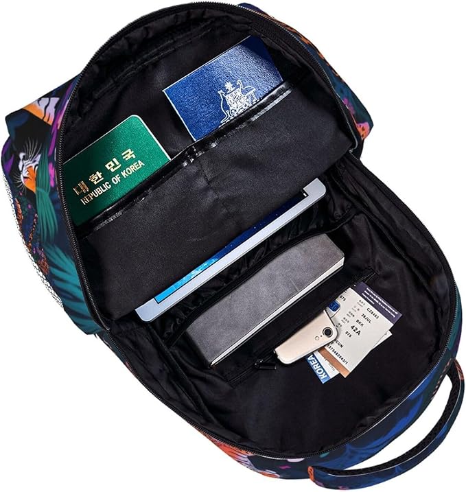 Rucksack Multipurpose Anti-Theft Big Capacity Shoulder Bag, Tige Rainforest Art Travel Hiking Camping Rucksack With Side Pockets
