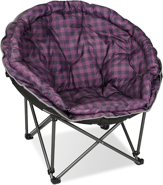 Northroad Oversized Camping Moon Chair, Outdoor Padded Saucer Folding Round Chair, Supports up to 400 lbs for Outdoor Hiking Fishing Picnic Lawn