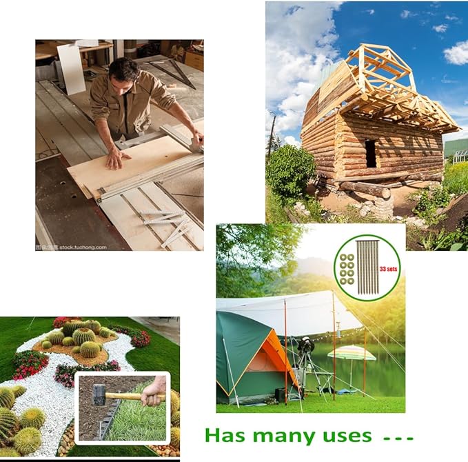 33pack 8 inch Landscape Anchoring Stakes Artificial Turf Stakes Synthetic Grass Landscape High Temperature Quenching Used for Garden Lawn Yard,Paver Edging,Weed Barrier,Artificial Turf