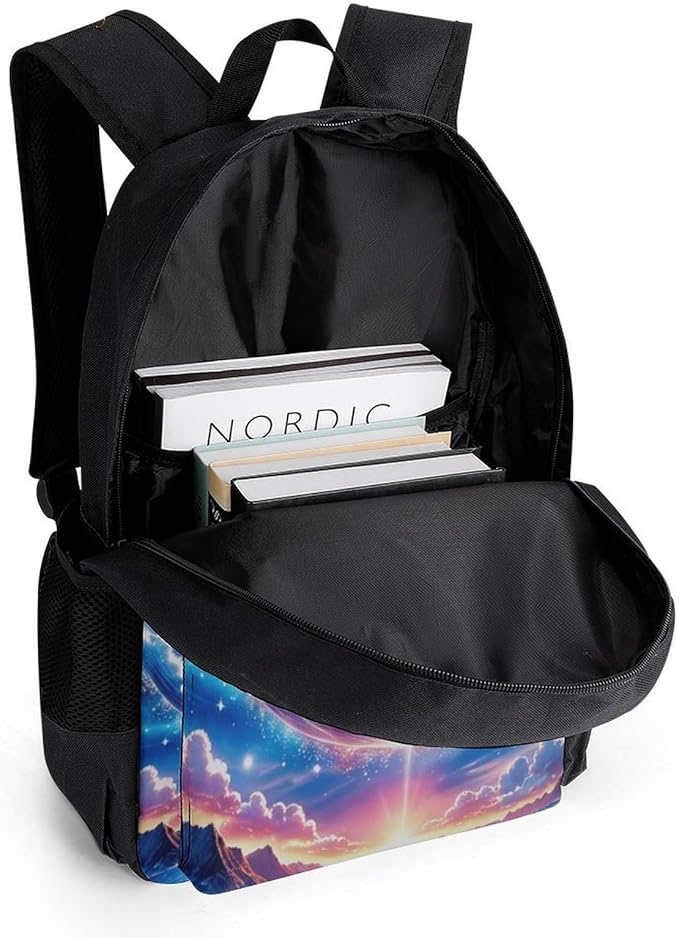 Lightweight Backpack for Gym Travel Bicycle, Big Capacity Multipurpose Anti-Theft Carry On Bag, Galaxy Dolphin Star Space Travel Hiking Bag Day Pack