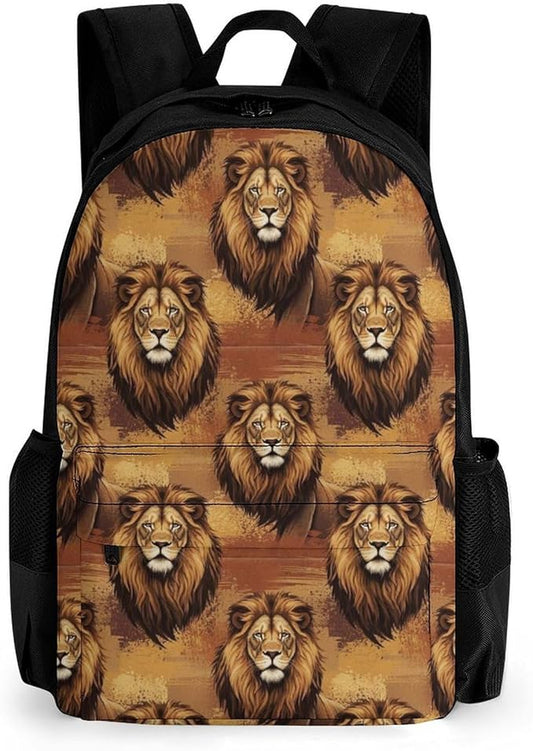 Lightweight Backpack for Gym Travel Bicycle, Big Capacity Multipurpose Anti-Theft Carry On Bag, Lions Animal King Travel Hiking Bag Day Pack