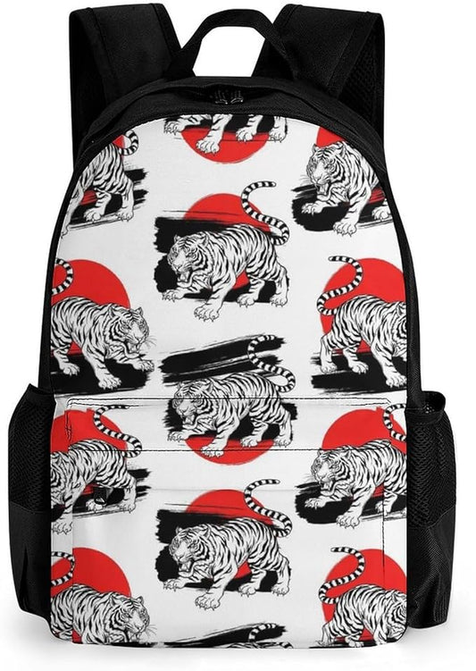 Lightweight Rucksacks for Camping Picnic Walking Cycling, Large Capacity Multipurpose Anti-Theft Carry On Bag, Japanese Tigers Travel Hiking Camping Rucksack