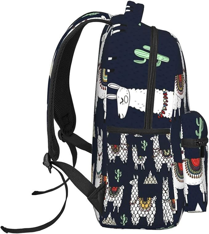 Backpack Lightweight Anti-Theft Multipurpose Alpaca Sloth And Catus Art Shoulder Bag Large Capacity Travel Hiking Backpack With Padded Straps