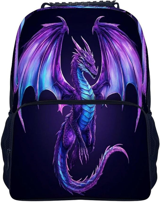 Adults Lightweight Purple Dragon Art Shoulder Book Bags Big Capacity Shoulder Bag With Adjustable Shoulder Straps for Trekking Work Walking Cycling