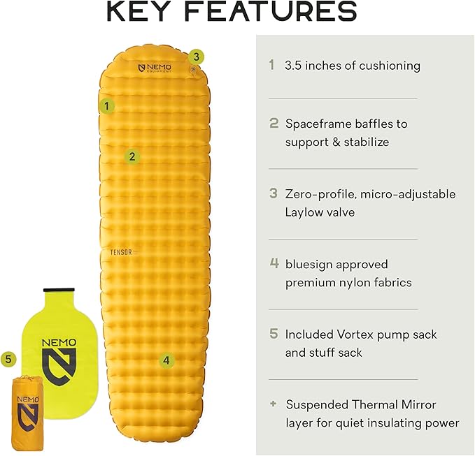 Nemo Equipment Tensor Trail Ultralight Insulated Sleeping Pad - Regular Mummy (72" x 20) - Mango/Huckleberry
