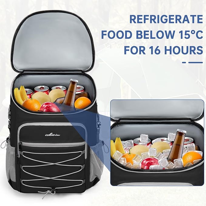 Cooler Backpack, Portable Insulated Leakproof Backpack for 33 Cans (330ml), Lightweight Insulated Soft Cooler Backpack for Picnic, BBQ Camping, Lunch, Beach and Hiking, for Men and Women