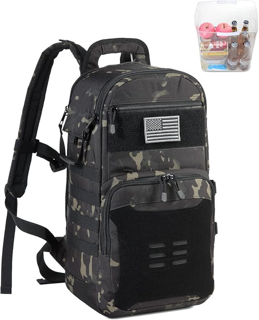 DBTAC Tactical Lunch Backpack, Large Lunch Cooler for Men Women | Backpack Coolers insulated for Work Picnic Travel (Charcoal Camo, 24-Cans)
