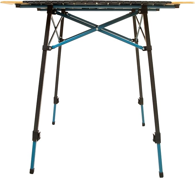 MOUNTAIN SUMMIT GEAR Bamboo/Aluminum Roll-Top Camping Table - Hybrid and Portable Aluminum-Top/Bamboo Folding Table with Adjustable Height Steel Frame by Caddis Sports