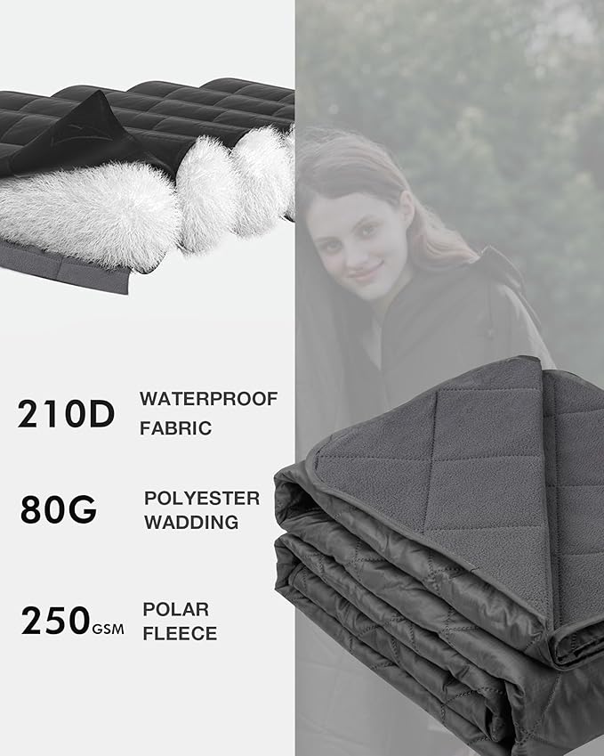 Large Waterproof Stadium Blanket, Soft Warm Fleece Camping Blanket Windproof for Cold Weather, 79"x 59" Triple Layers for Outdoor Sports, Concerts, Car, Dog