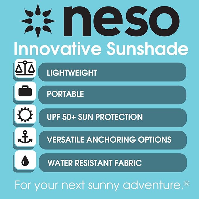 Neso Tents Beach Tent with Sand Anchor, Portable Canopy Sun Shelter, 7 x 7ft - Patented Reinforced Corners - Coral