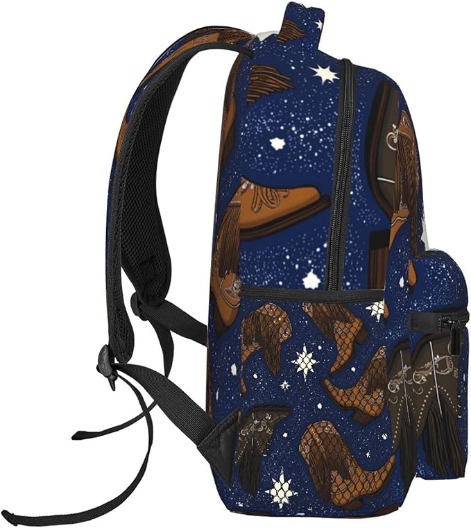 Men Women Polyester Beautiful Colourful Cotton Teal Cowboy Boots Daypack Big Capacity Shoulder Bag With Adjustable Shoulder Straps for Camping Travel Walking Cycling