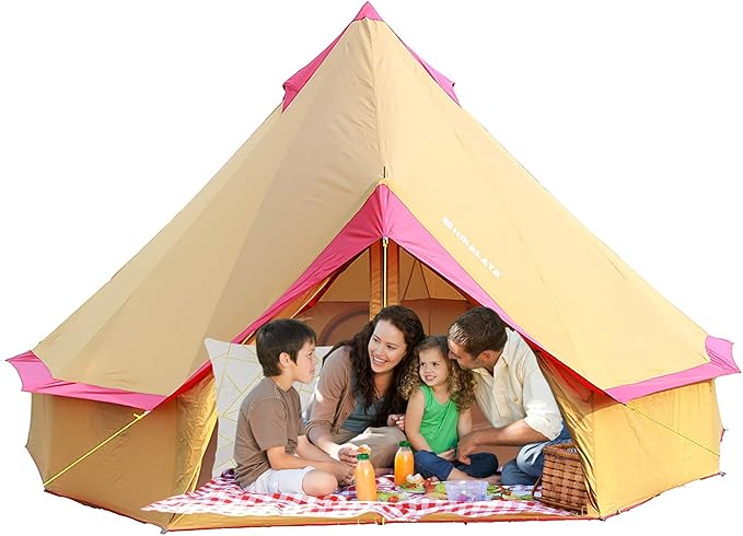 GeRRiT Lightweight Camping Tent, 4-Season Yurt Tents for Camping, 4m Bell Tent, 3-10 Persons Waterproof Polyester Tent, Festivals and Human shelter for inhabiting or Leisure