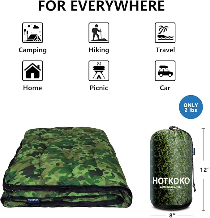 Camping Blanket,Lightweight Puffy Printed Camping Blanket Packable Outdoor Blanket for Camping,Traveling, Stadium, Hiking, Picnics