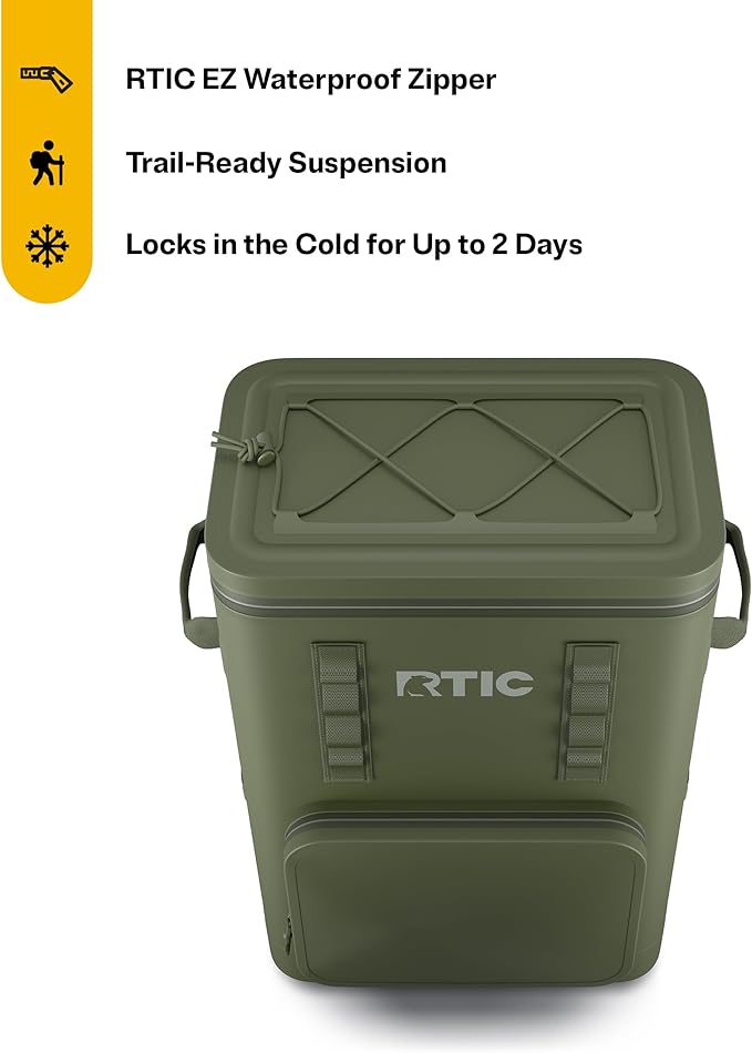 RTIC 48 Can Ultra-Tough Backpack Cooler, Insulated, Waterproof, Leak Proof, Portable Floating Bag for Beverage, Drink, Lunch, Outdoor, Beach, Car, Camping, Picnic, Fishing, Boat