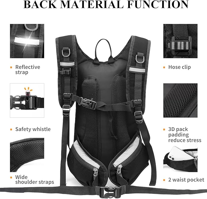 NONSAR Hydration Backpack, Hiking Backpack with 3L Water Bladder, Lightweight Insulation Hydration Pack, Water Backpack for Hiking, Cycling, Running, Festival, Camping for Men Women