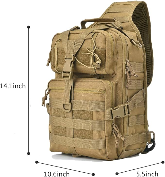 Men's Tactical Sling Bag Small Crossbody Backpack Military Rover Shoulder Pack Molle Assault Range Bag Camping Hunting