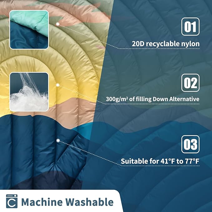 Camping Blanket,Lightweight Puffy Printed Camping Blanket Packable Outdoor Blanket for Camping,Traveling, Stadium, Hiking, Picnics