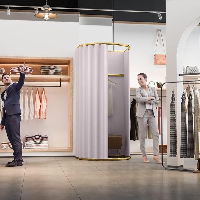 Clothing Store Fitting Room with Shading Curtain, Portable Temporary Mobile Privacy Protection Dressing Room, Foldable Mall Simple Changing Room and Temporary Mobile Room,200x100x95cm (Grey)