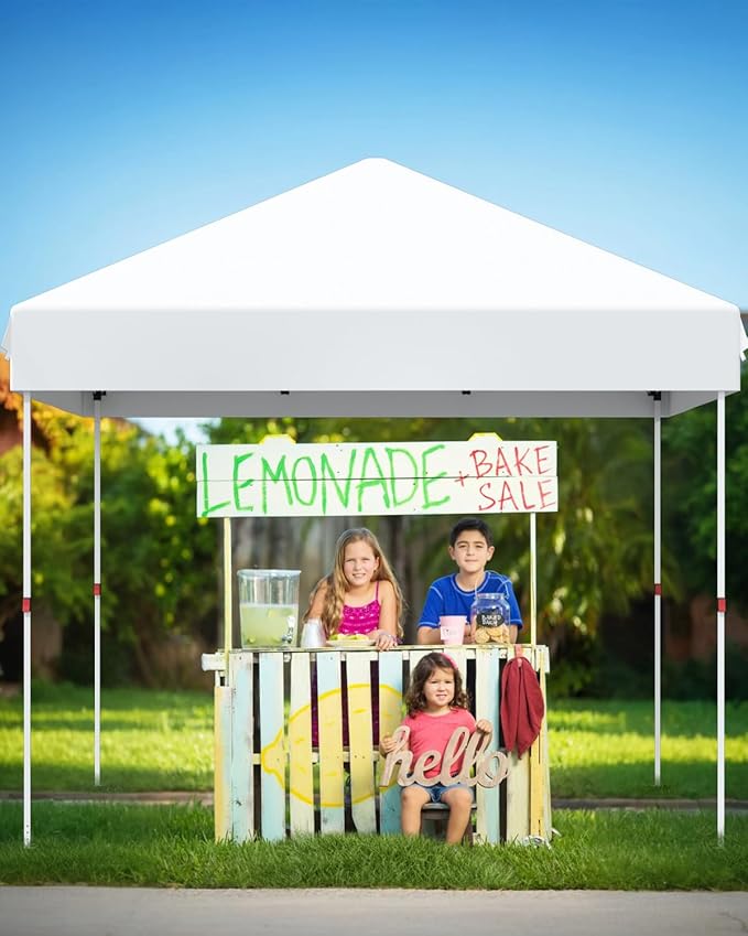 10x10 Pop Up Canopy Tent Outdoor Canopy with No Removable Sidewall One-Person Set Up Heavy Duty Commercial Instant Tent Shelter-White