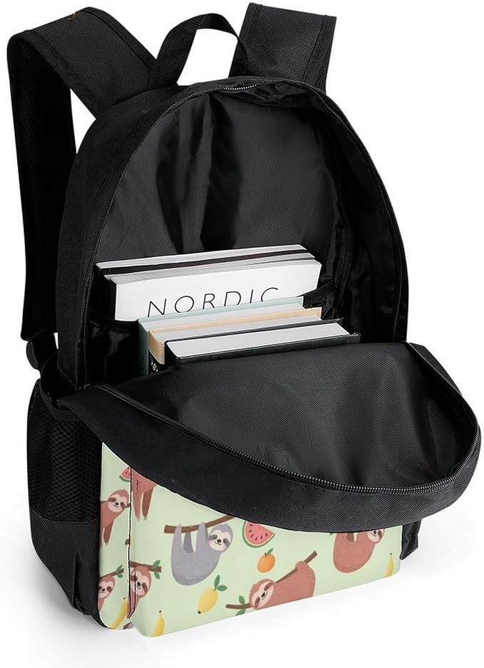 Backpack Multipurpose Anti-Theft Large Capacity Bookbag, Watermelon Orange Sloth Travel Hiking Daypack With Side Pockets