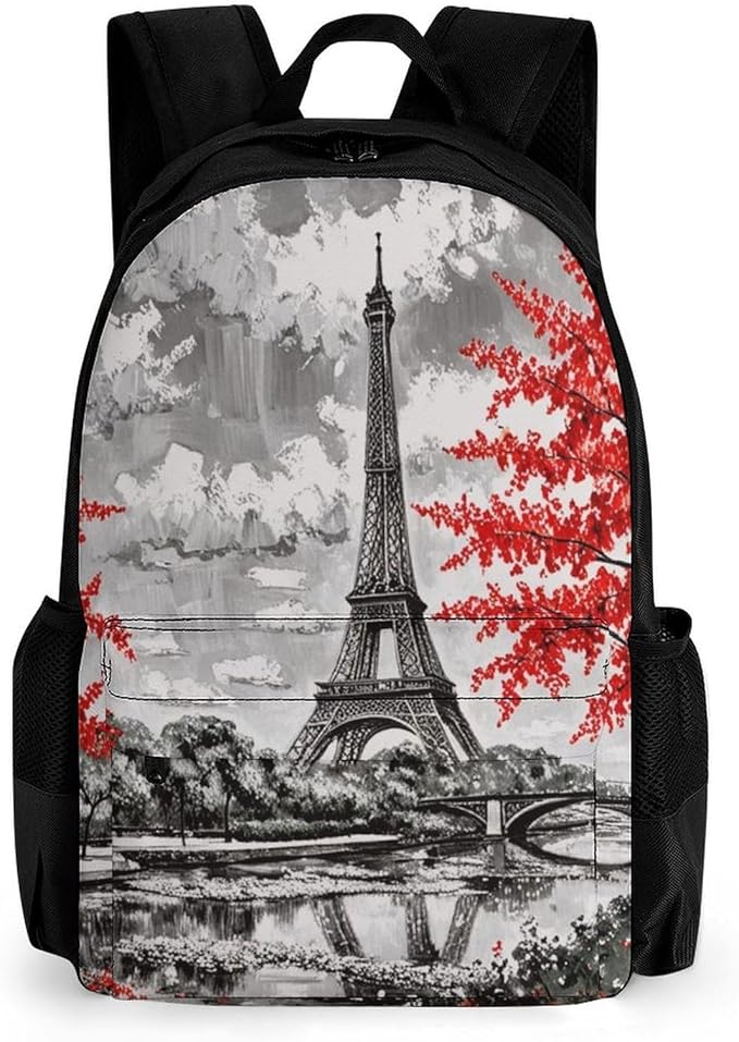 Lightweight Rucksacks for Camping Picnic Walking Cycling, Large Capacity Multipurpose Anti-Theft Carry On Bag, Paris European City Landscape France Eiffel Tower Travel Hiking Camping Rucksack