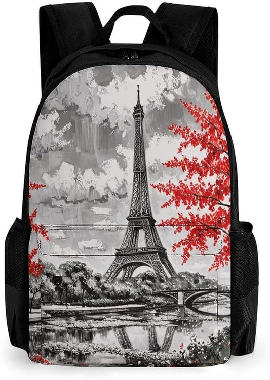 Lightweight Rucksacks for Camping Picnic Walking Cycling, Large Capacity Multipurpose Anti-Theft Carry On Bag, Paris European City Landscape France Eiffel Tower Travel Hiking Camping Rucksack