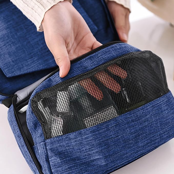Travel toilet bag is used to store toiletries, with a large capacity storage hanging toilet bag (Navy blue)