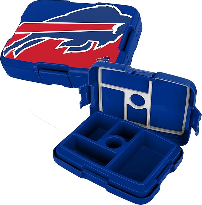 FOCO NFL Unisex-Adult Officially Licensed 2-Tone Big Logo Team Color Football Leak Proof 5 Compartment Bento Lunch Box - Buffalo Bills