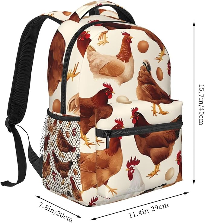 Lightweight Rucksacks for Camping Picnic Walking Cycling, Large Capacity Multipurpose Anti-Theft Carry On Bag, A Brood Of Chickens Travel Hiking Camping Rucksack