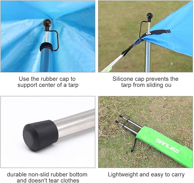 Tarp Poles Adjustable Heavy Duty 90 in Camping Tent Poles for Tarp Portable Telescoping Tent Poles for Awnings Canopy Rain Fly Shelter Set of 2