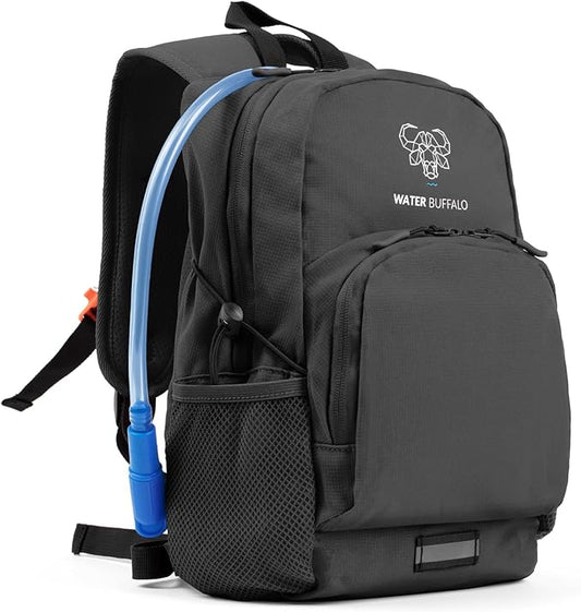 Water Buffalo Mini Sherpa Kids Hiking Backpack & Hydration Backpack, with 1.5L Bladder, Adjustable Fit, Reflective Trim
