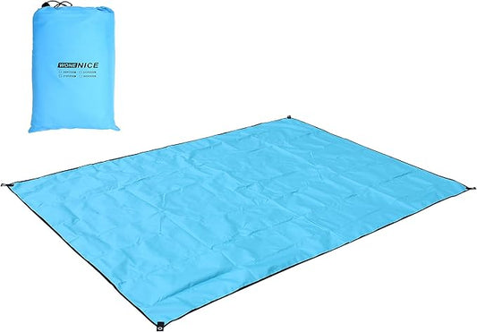 WoneNice 10x10 FT Waterproof Camping Tarp, Lightweight UV Protection Camping Cover for Tents, Beach, Picnics, Car and Adventure, Sky Blue