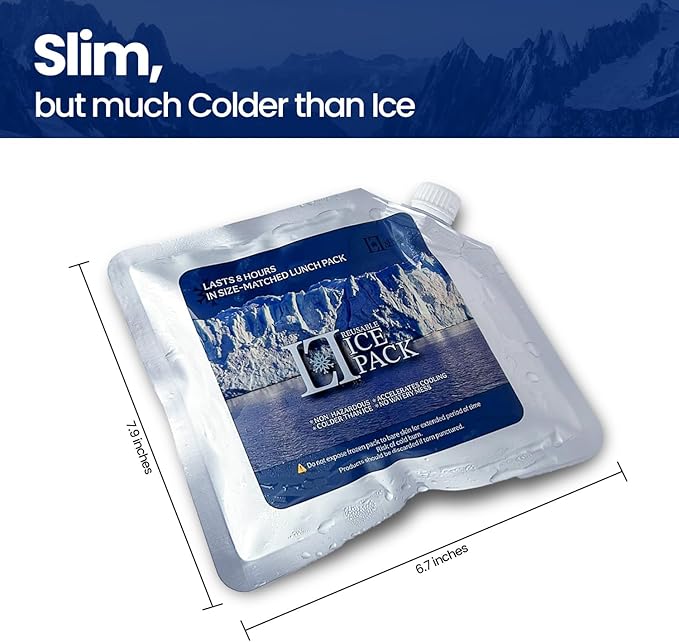 LL Home & Decor • Reusable Ice Packs for Coolers – Pack of 5 Slim Long-Lasting Gel Freezer Packs, Durable & Leak-Proof, Perfect for Lunch Bags, Camping, Fishing, and Picnics