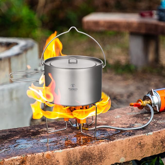 Camping Pot, Titanium Pot 750ml/900ml/1100ml/1600ml/2000ml/2800ml Ultralight ing Pot with Lid and Foldable Handle Outdoor Camping Backpacking Cooking Picnic