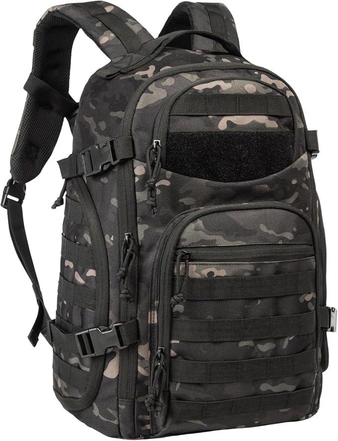 Military Tactical Backpack for Men, 35L Tactical Laptop Backpack, Tactical Bag Bug Out Bag, Army 3 Days Assault Pack - Black&Camo