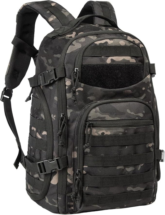 Military Tactical Backpack for Men, 35L Tactical Laptop Backpack, Tactical Bag Bug Out Bag, Army 3 Days Assault Pack - Black&Camo