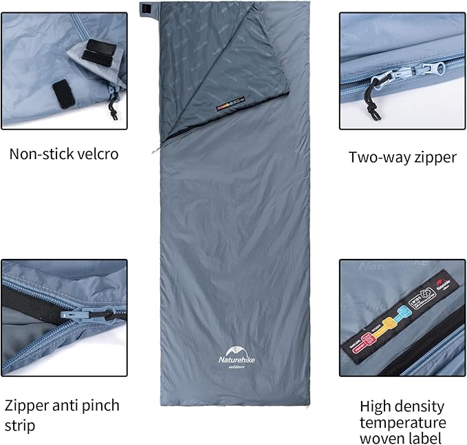 Naturehike Lightweight Compact Sleeping Bag, 59℉/32℉ Envelope Ultralight Backpacking Sleeping Bag Portable, Waterproof with Compression Sack for Cold&Warm, Camping, Traveling, Hiking