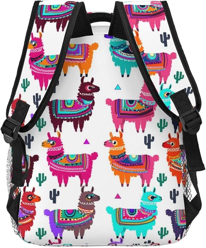 Adults Lightweight Tribal Alpaca Art Shoulder Book Bags Big Capacity Shoulder Bag With Adjustable Shoulder Straps for Trekking Work Walking Cycling