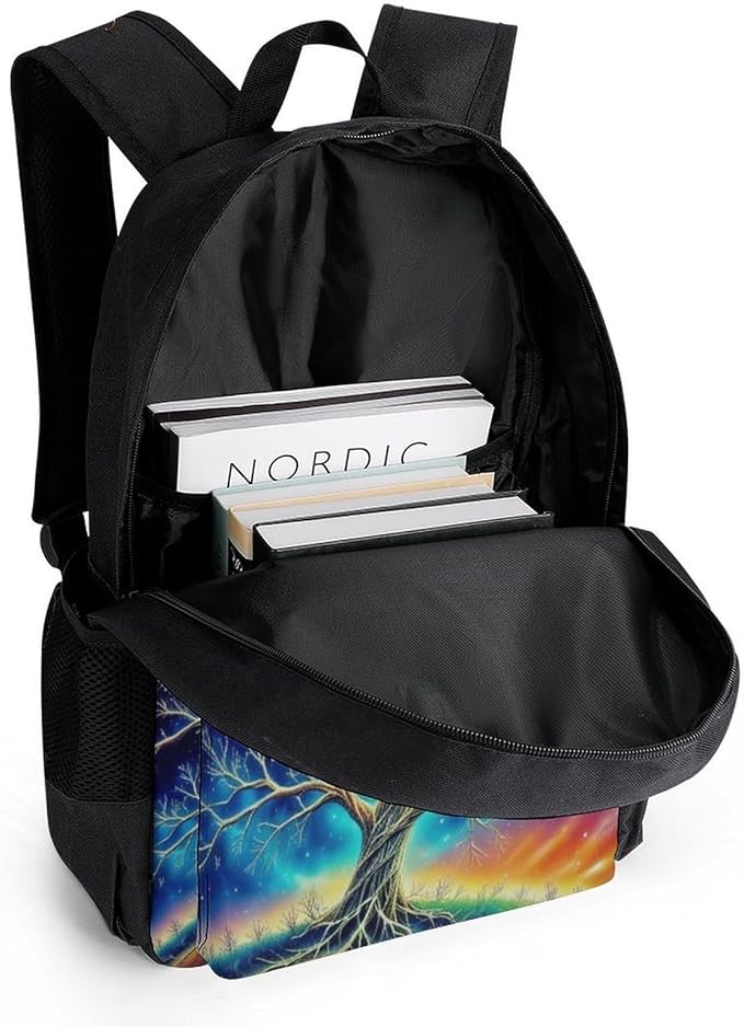 Supdreamc Shoulder Book Bags Anti-Theft Multipurpose Big Capacity Bookbag, Mystery Tree Of Life Fantasy Planet Art Travel Hiking Backpack With Smooth Zippers