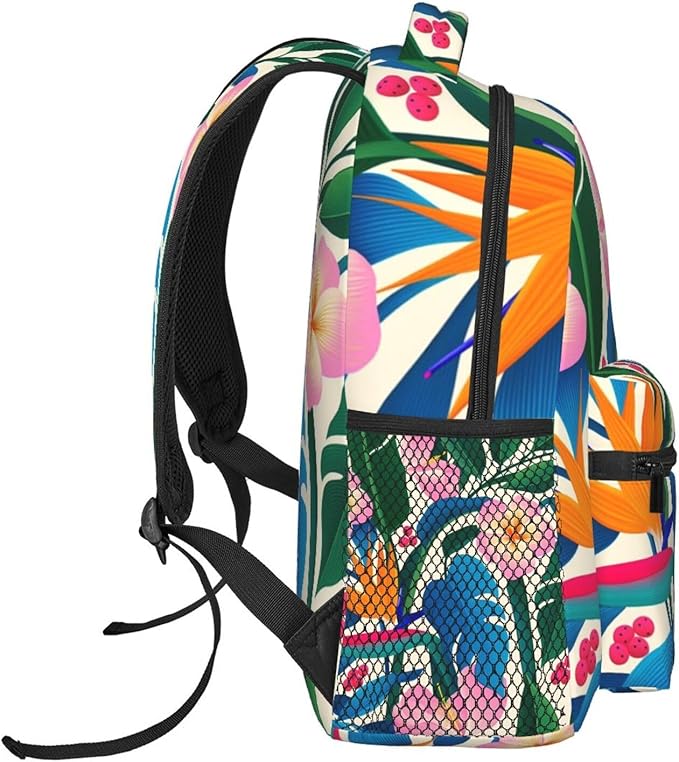 Men Women Lightweight Abstract Colorful Plants And Flowers Casual Daypack Large Capacity Bookbag With Adjustable Shoulder Straps for Gym Business Bicycle
