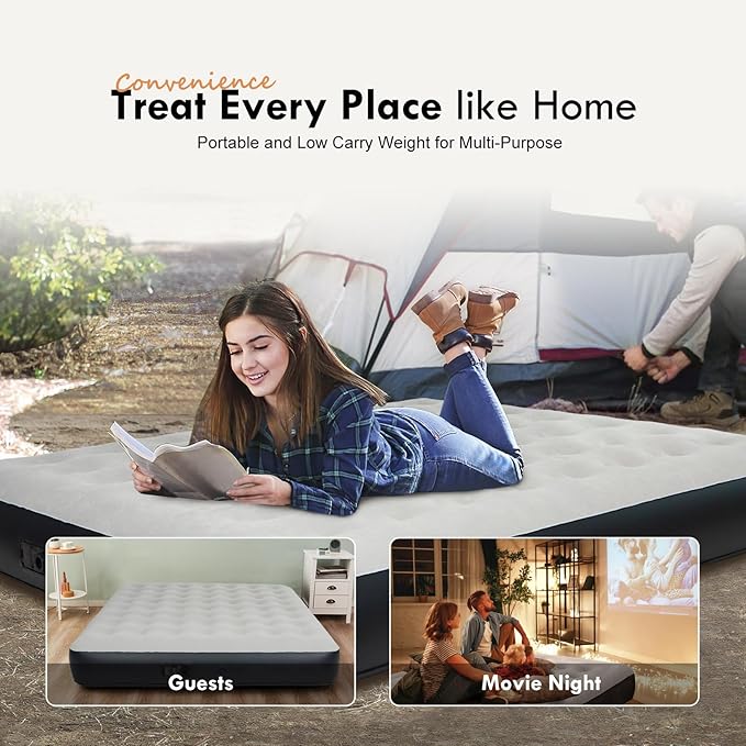 DIMAR GARDEN King Size Air Mattress with Built in Pump, Blow Up Mattress, Inflatable Bed for Home