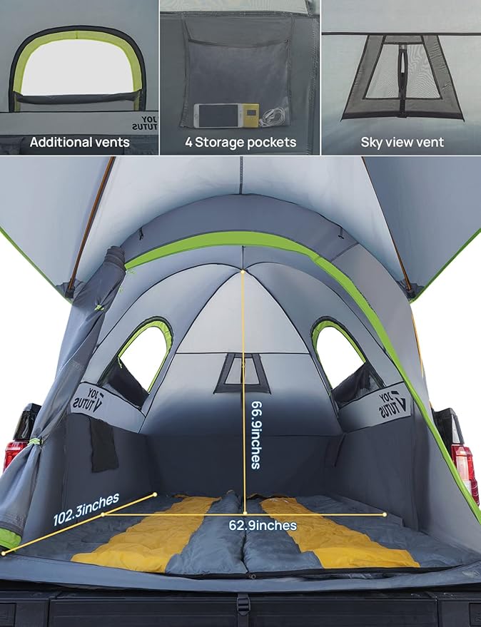 JOYTUTUS Awning Truck Tent 6.5ft+JOYTUTUS 3.0 Upgraded Light Version Truck Bed Air Mattress