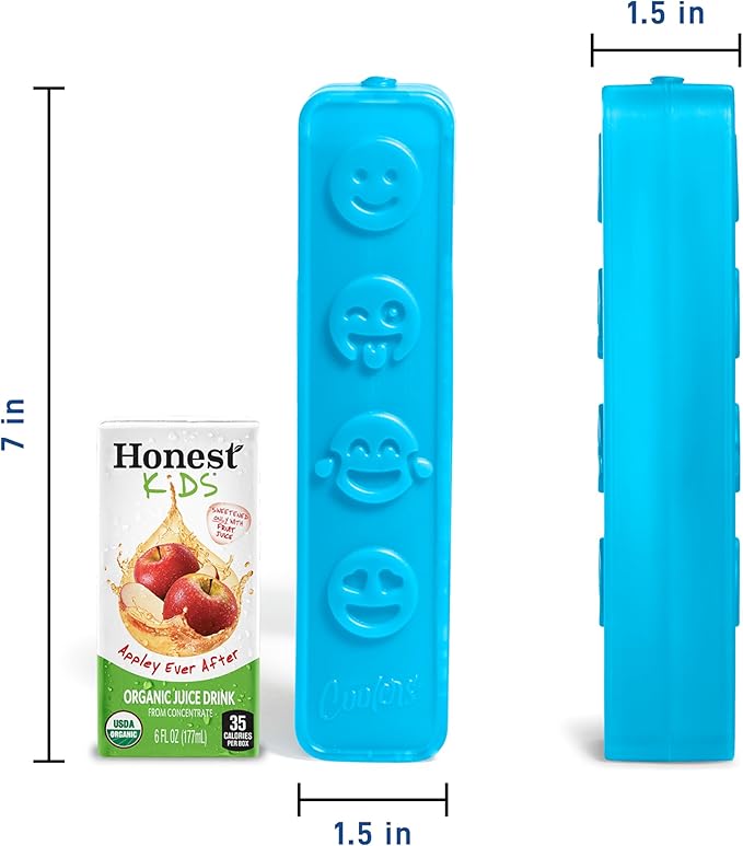 Cool Coolers by Fit & Fresh Kids Icicle Lunch Box Ice Pack Sticks, Icicle Ice Sticks for Lunch Bags and Coolers, Lunch Ice Pack Sticks, Reusable, Multicolored, Smile Icicles, 8PK