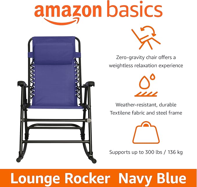 Amazon Basics Foldable Rocking Chair - Blue