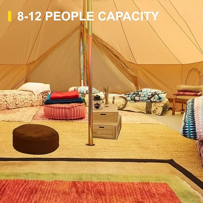 GeRRiT 8-12 People Bell Tent Canvas Yurt Tents Canvas Tent Beige for Camping Family Tent for Activities Weddings